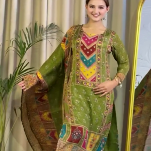💚 Mehendi Green Anarkali Set with Heavy Thread & Sequin Work – A Regal Affair 💚