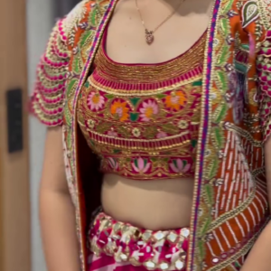 🌈 Multicolor Rayon Embroidered Stitched Lehenga Kotti Set – Graceful & Festive Ethnic Ensemble 🌈