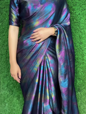 multicolour printed ready to wear silk saree