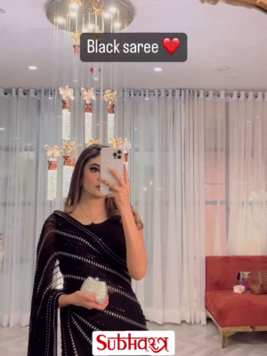 Embroidered Sequins Black Georgette Saree – Perfect For Party, Reception, And Wedding Wear