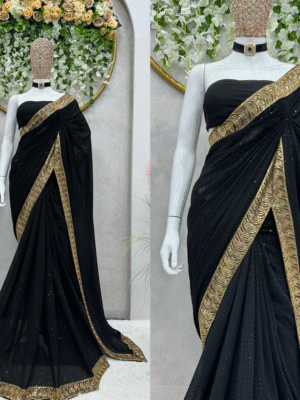 Glam In Every Thread: Faux Georgette Saree With Thread & Sequin Work + Matching Blouse