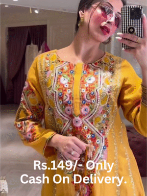 Sunlit Grace: Embroidered Yellow Kurti Co-ord Set
