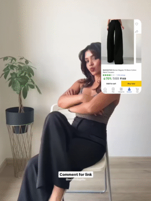 Once You Put These On – Women’s Regular Fit Black Cotton Blend Trousers At Just ₹149