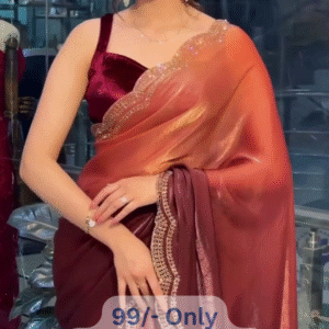 Designer Two-Tone Saree With Elegant Hand Work Lace Border