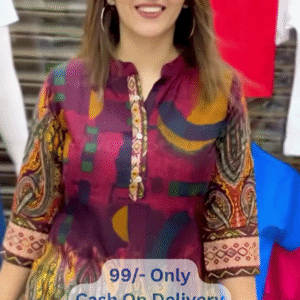 Women’s Green Crepe Tie-Up Neck Puff Sleeve Tunic – Elegant Casual & Office Wear