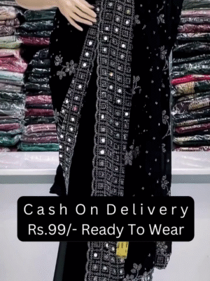 New Stylist Heavy Embroidered Party & Festive Wedding Wear Black Saree For Women