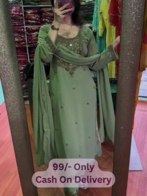 New Designer Party Wear Fancy Look Chinnon Silk Suit