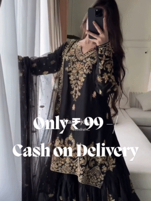 🖤 Black Heavy Embroidered Crepe Sharara Suit Set with Georgette Dupatta 🖤