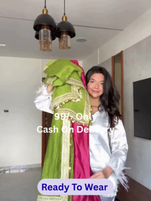 Elegant Crepe Organza Silk Kurta Set with Lace & Sequin Work – Perfect Eid 2025 Outfit