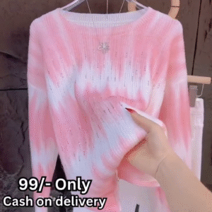 Pink & White Gradient Embellished Sweater | Cozy Glam Look with Soft Knit Comfort & Winter Shine β¨π