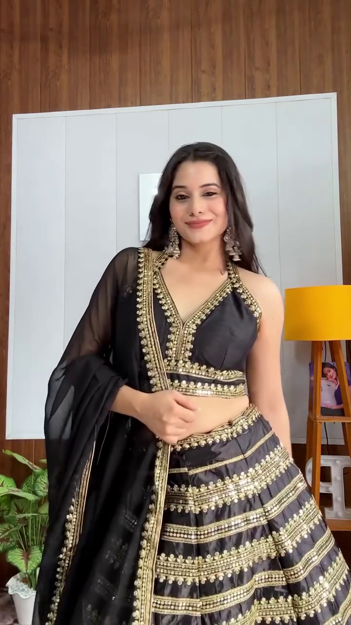 π€ Pretty Soft Net Sequin Zari Embroidery Work Black Lehenga β Shine Like Royalty β¨