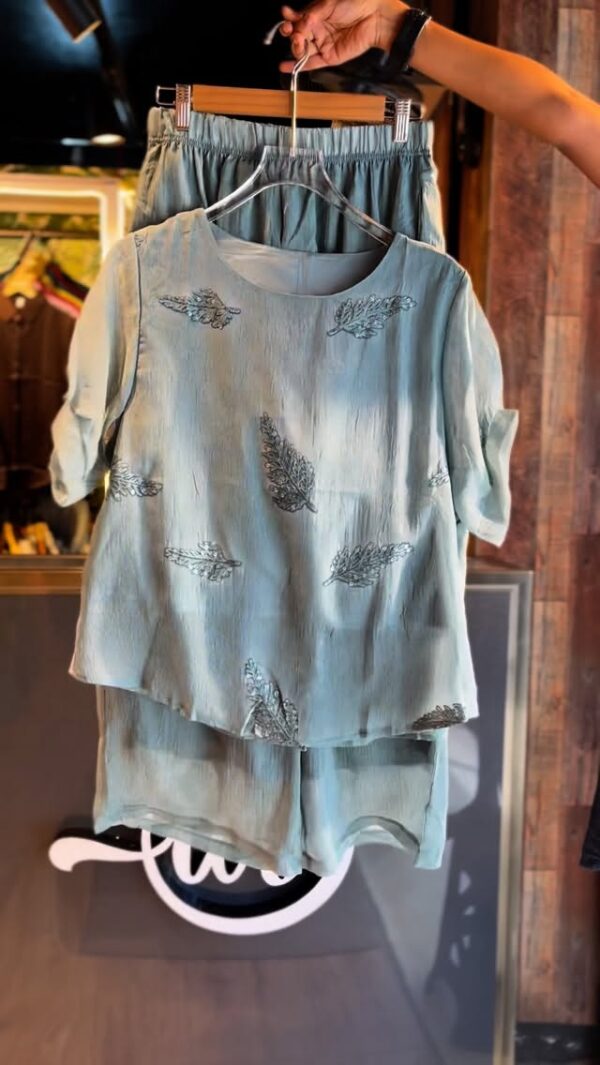 ✨ Elegant Pastel Blue Embroidered Co-ord Set – Chic & Comfy Style