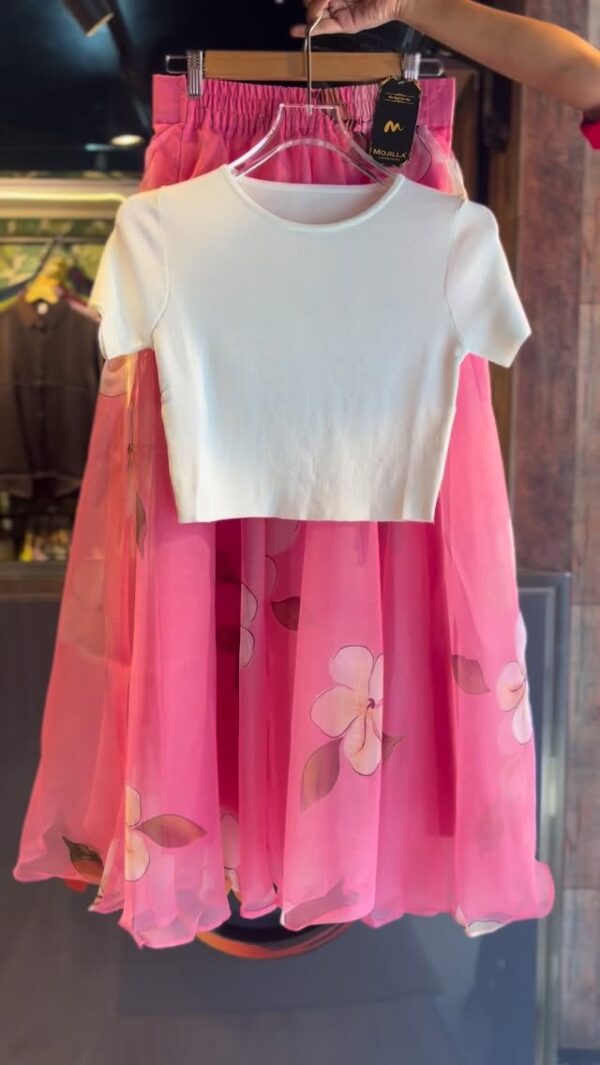 Elegant Women’s Organza Skirt with Top 🤍💖 – Party & Festive Wear