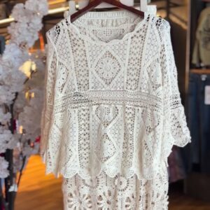 Boho Chic White Crochet Co-ord Set