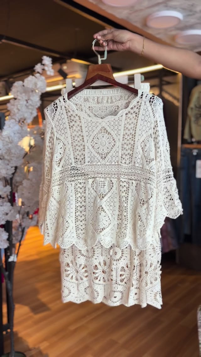 Boho Chic White Crochet Co-ord Set