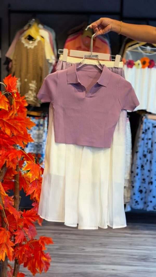 Light Purple Top with White Skirt | Elegant 2-Piece Co-ord Set