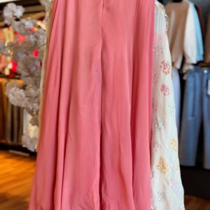 Peach Embroidered Jacket Sharara Set | Viscose Crepe & Organza