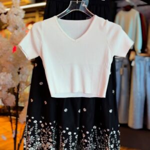 A-Line Black Skirt with White Top | Stylish 2-Piece Outfit