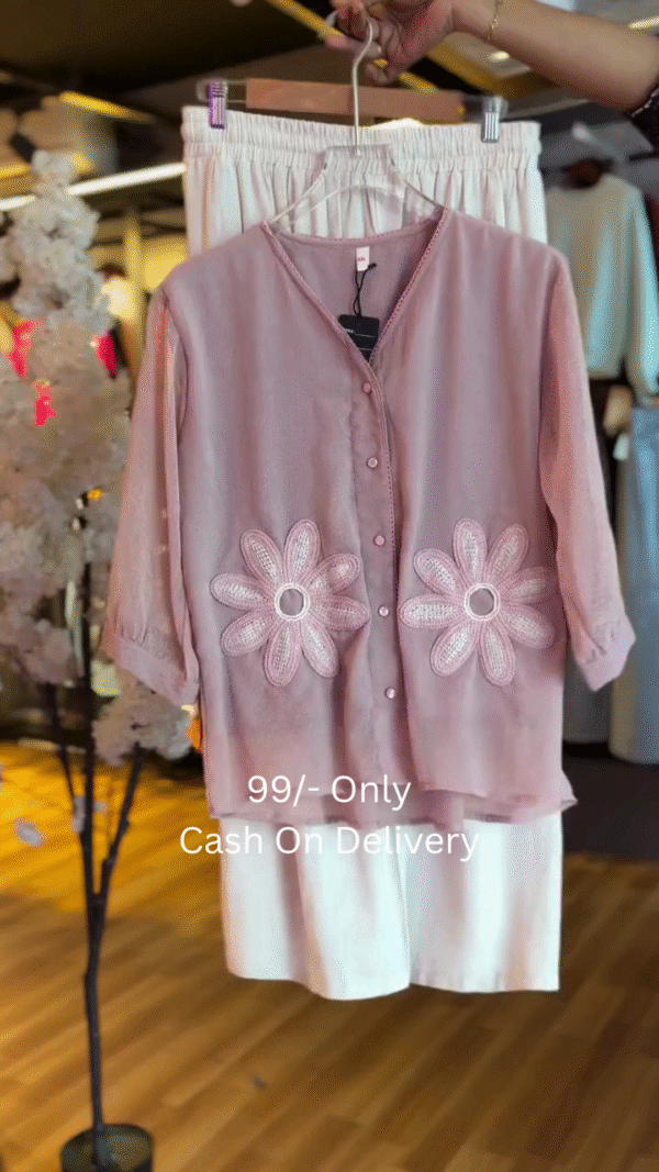 Purple Fancy Top with White Skirt | Girls’ Stylish 2-Piece Set