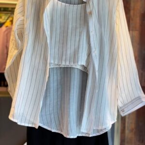 Classic White Shirt with Black Lines & Black Skirt Set π€β¨