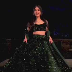 π Dark Green Velvet Lehenga with Sequins | Fully Stitched Party & Festive Wear π