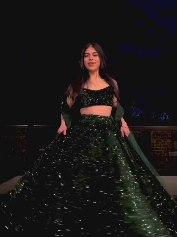 💚 Dark Green Velvet Lehenga with Sequins | Fully Stitched Party & Festive Wear 💚