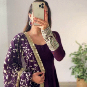 π· Elegant Wine Georgette Gown Set with Dupatta | Luxurious & Chic Party Wear π·