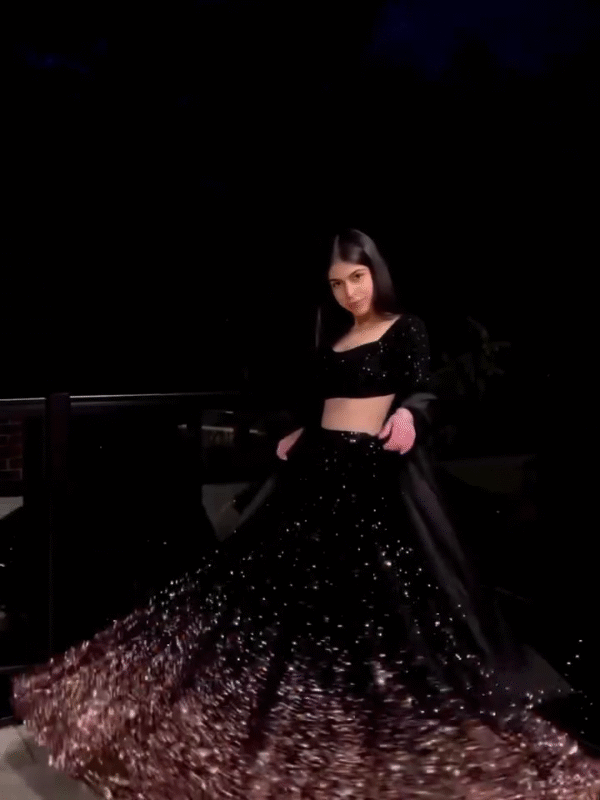 🖤 Pretty Black & Golden Sequin Work Lehenga | Fully Stitched Party Wear Set ✨