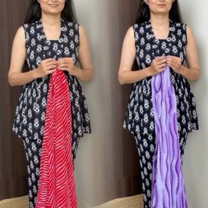 ๐ธ Ready-to-Wear Bollywood Style Georgette Gown Saree | Digital Print with 2-Meter Ruffle Flair ๐ธ