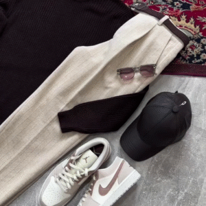 Monkey Brown Sweater with Aesthetic Pant Combo – Cozy, Cute & Trend-Perfect