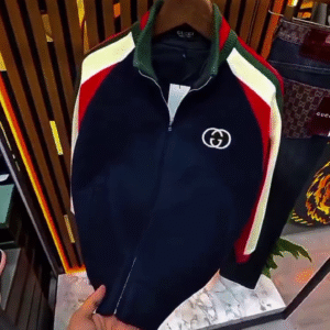 Luxury Meets Sporty Edge – Gucci Zip-Up Neoprene Jacket with Signature Web Stripe